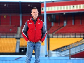 Jason Zaran, chair of the Calgary Multisport Fieldhouse Society, stands near where a new fieldhouse was initially proposed to be built at Foothills Athletic Park. Zaran was photographed on Sunday 11 November 2018.