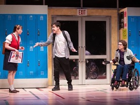 Emily Howard, Dylan Thomas Bouchier and Riki Entz in Teenage Dick at Alberta TheatreProjects. Photo by Benjamin Laird.