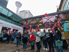 Hundreds of Alberta workers participated in a rally held by Alberta Federation of Labour (AFL) starting outside the Telus Convention Centre and moved toward Calgary City Hall on Friday, April 21.