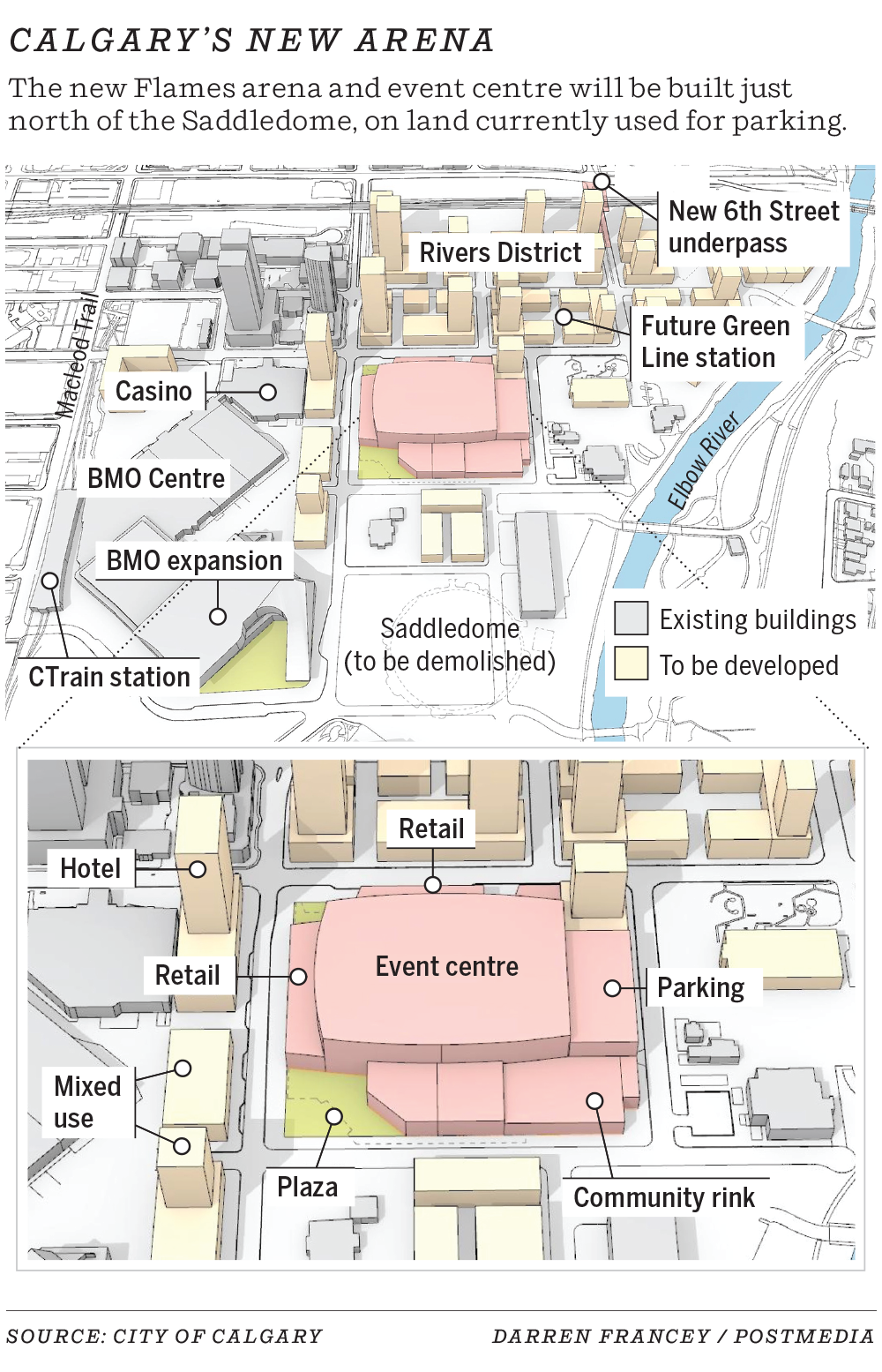 New 6th Street S E Calgary Underpass Being Developed By CMLC Calgary Sun   0427 Arena Map2 