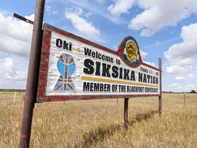 Siksika Nation's welcome sign was photographed on Saturday, August 21, 2021.