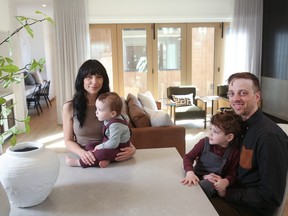 Shannon Provencher and Lee Grant with their two children, Sebastian, 2, and Holden, 4, have fallen for the fully customizable house by Dominium in Currie. The indoor design is eye-catching while maximizing the lot space.