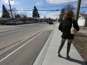 A sex worker is shown on the 19th Avenue SE Promenade in Calgary.
