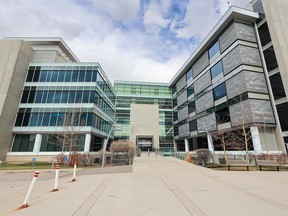 The former SMART Technologies building in Calgary was photographed on Monday, April 24, 2023. With the building now purchased by the county for a new charter school center, the Kids & Company day care location in the lower level of the building is expected to close.