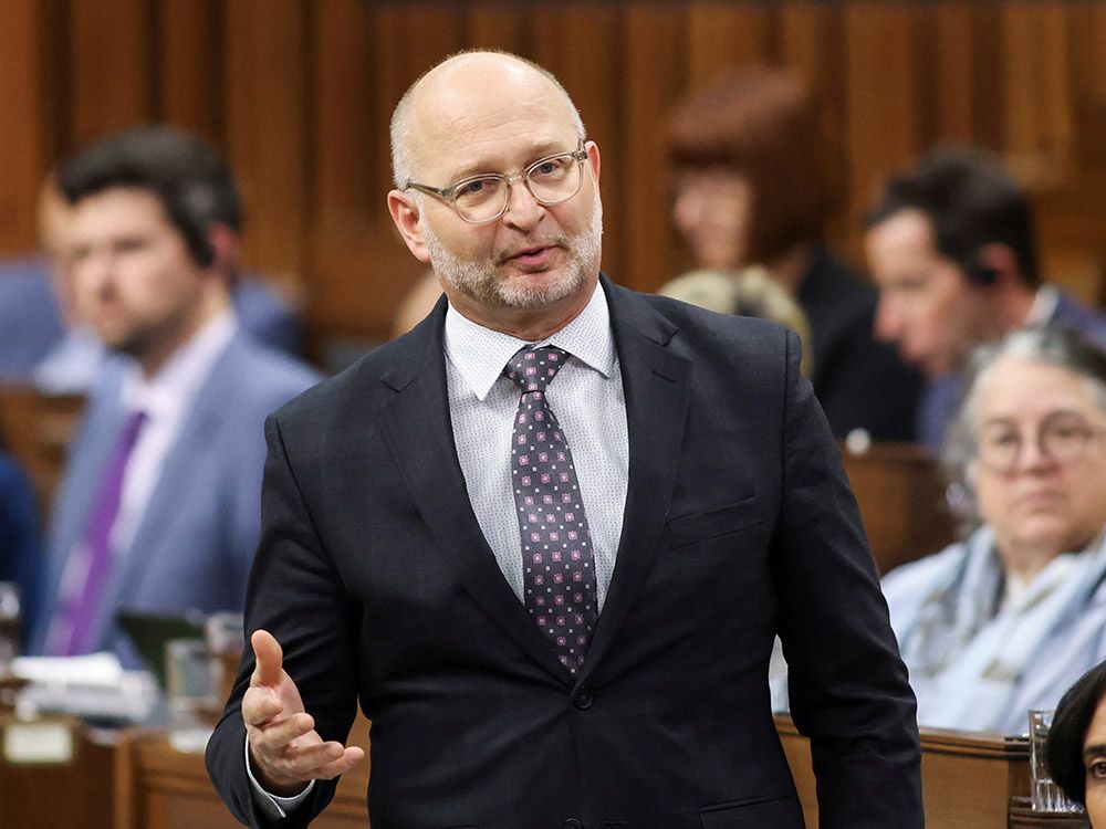 Federal Justice Minister David Lametti speaks in parliament on March 28, 2023.
