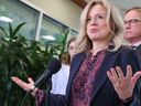 NDP Leader Rachel Notley speaks Thursday at the University of Calgary during an announcement on post-secondary education.