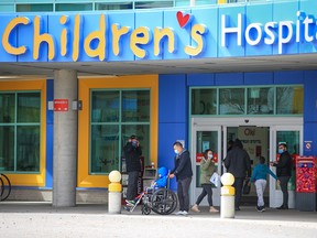 The front entrance to the Alberta Children’s Hospital in Calgary on Monday.