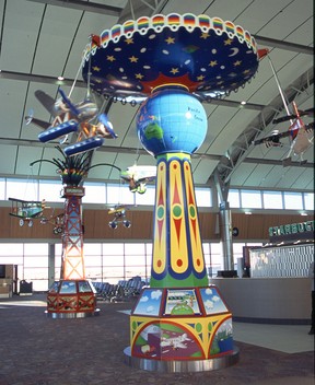 The sculptures are toy versions of aircraft from Alberta history.