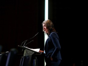 Alberta Premier Danielle Smith speaks at the Rural Municipalities of Alberta 2023 Spring Conference in Edmonton, Wednesday, March 22.