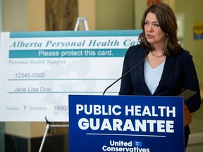 Smith’s pledge will mean a re-elected UCP government will not de-list any medical services or prescriptions now covered by the Alberta Health Care insurance plan.