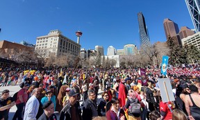 The Calgary Expo Parade of Wonders gathers at Olympic Plaza on Friday morning.