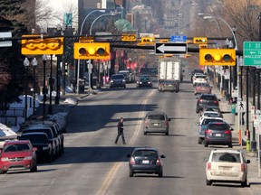 Looking west along 17th Avenue S.W. in Calgary.