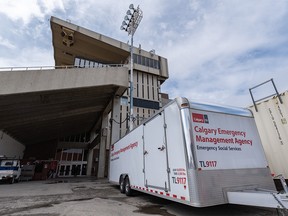 An evacuation centre has been set up at the grandstand at Stampede Park to accommodate those affected by the wildfires in Northern Alberta  on Monday, May 8, 2023.