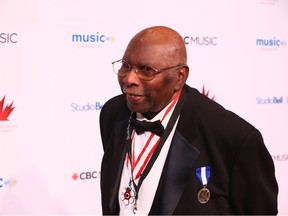 Dr. Oliver Jones arrives during the Canadian Music Hall of Fame Ceremony at the National Music Centre in Calgary on Thursday, May 18, 2023. Jim Wells/Postmedia