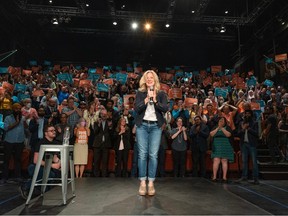 Alberta NDP leader Rachel Notley speaks during a rally at The Grand in downtown Calgary on Saturday, May 27, 2023.