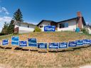 A resident in Silver Spring expresses their support of the UCP with multiple yard signs. UCP candidate and incumbent Jason Copping was defeated by NDP candidate Dr. Luanne Metz in the provincial election Monday.