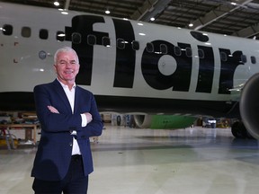 Stephen Jones, president and CEO of Flair Airlines, poses at the company's base in Calgary on Tuesday, May 2, 2023. The airline announced the establishment of a new base at Calgary International Airport.