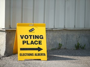 An advance voting location is shown at the Recreation Centre in Chestermere, east of Calgary on Friday, May 26, 2023.