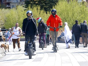 A Calgary councillor is introducing a notice of motion with hopes of including provisions for personal e-scooters in the Alberta Traffic Safety Act. Photo taken in Calgary on Sunday, May 7, 2023.