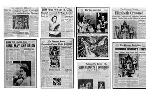 Front page coverage of Queen Elizabeth's coronation in June 1953 from Postmedia newspapers including the Calgary Herald, Regina Leader-Post, Montreal Gazette, Edmonton Journal, Vancouver Sun, Saskatoon StarPhoenix, Ottawa Citizen and Windsor Star.