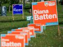 Election signs in the Calgary-Acadia riding were taken down the morning after the provincial election.  Pending a likely recount, incumbent UCP candidate Tyler Shandro lost the riding by a razor-thin seven-vote margin to NDP candidate Diana Batten.