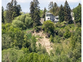 An area of McHugh Bluff that has been closed due to slope failure.