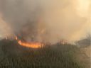 The east side of the Paskwa fire (HWF030) burns near Fox Lake, Alberta, Canada May 9, 2023.