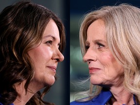 Danielle Smith and Rachel Notley at the leaders' debate