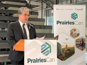 Federal Prairies Economic Development Minister Dan Vandal announces $22 million for tech startups in Calgary on March 17, 2022.
