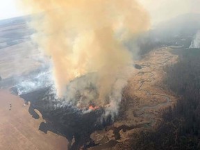 FILE PHOTO: Fire WCU002 in Yellowhead County is burning out of control. It sparked on April 29, 2023 and forced the evacuation of hundreds from the area.