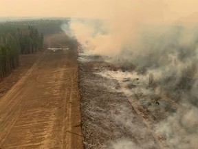 A burned section of forest in the area near Edson, Alta., is seen in a May 6, 2023 handout photo.