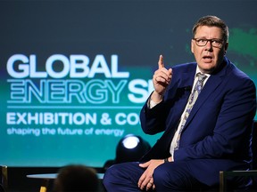 Saskatchewan Premier Scott Moe speaks during the Global Energy Show in Calgary on Tuesday, June 13, 2023.