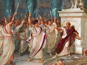 A detail from The Assassination of Julius Caesar by William Holmes Sullivan, c. 1888.