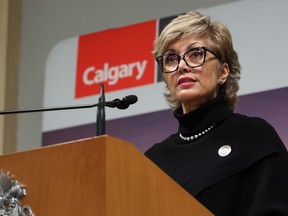 Calgary Mayor Jyoti Gondek speaks to media as the City of Calgary marked the 10th anniversary of the 2013 flood on Tuesday, June 20, 2023.