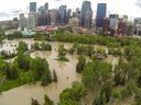 Bow River flood waters fill Prince's Island Park near downtown Calgary on Friday, June 21, 2013.