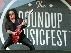 Steve Stevens, guitarist for Billy Idol, performs at the 2019 Stampede Roundup.