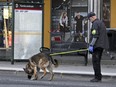 Police at the scene after a shooting incident, in Farsta, southern Stockholm, Saturday, June 10, 2023. Sweden wants to modernize its legislation to clamp further down on organized crime. The Swedish justice minister Gunnar Strommer said Thursday it was 'a breathtaking number' that official figures show that up to 30,000 people are involved in criminal networks.