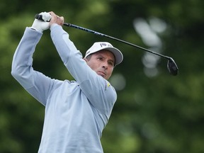 Mike Weir of Canada tees off on the tenth hole during first round at the Canadian Open golf championship in Toronto on Thursday, June 8, 2023.