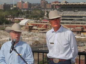 Calgary Stampede CEO Vern Kimball, left, and president and chairman Bob Thompson