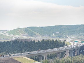 The Stoney Trail bridge on the Bow River, which is a part of the Calgary ring road project, was photographed on Monday, July 10, 2023.