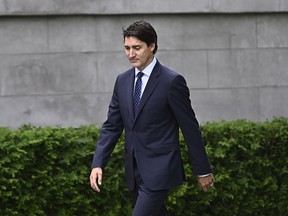 Prime Minister Justin Trudeau arrives for a cabinet swearing-in ceremony at Rideau Hall in Ottawa on Wednesday, July 26, 2023.