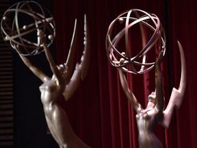 Emmy statues appear at the 70th Primetime Emmy Nominations Announcements at the Television Academy's Saban Media Center on July 12, 2018.