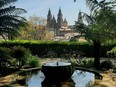 A distant view of the Santiago de Compostela Cathedral