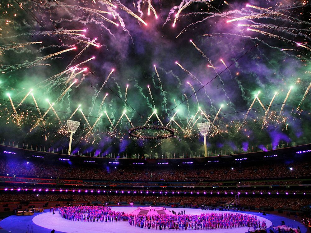  file photo: fireworks explode over the melbourne cricket ground during the closing ceremony for the melbourne 2006 commonwealth games on march 26, 2006 in melbourne, australia.
