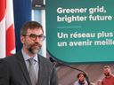 Environment and Climate Change Minister Steven Guilbeault gives details on his green energy plan in Toronto, on August 10, 2023.