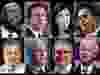 Republican presidential candidates, top row from left, Sen. Tim Scott, R-S.C., Florida Gov. Ron DeSantis, former South Carolina Gov. Nikki Haley, and Vivek Ramaswamy, bottom row from left, former New Jersey Gov. Chris Christie, former Vice President Mike Pence, North Dakota Gov. Doug Burgum and Governor Asa Hutchinson.