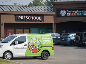 Pictured is a Fueling Minds childcare catering and delivery van outside the Fueling Brains Academy at McKnight Towne Square on Tuesday, September 5, 2023.