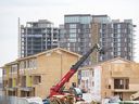 New housing developments under construction at Trinity Hill in Calgary.