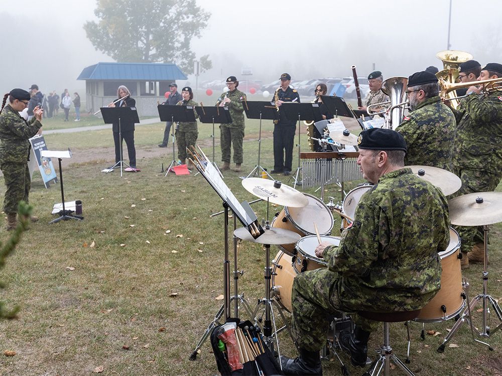The King’s own Calgary regiment band performs at the sixth annual Canadian Walk for Veterans in South Glenmore Park in Calgary on Saturday, September 23, 2023.