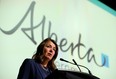 Premier Danielle Smith speaks at the 2023 Alberta Municipalities Convention and Trade Show, in Edmonton Friday Sept. 29, 2023.